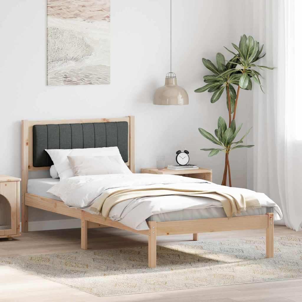 Sengestel med Polstret Hovedgavl Mørkegrå 90 x 190 cm