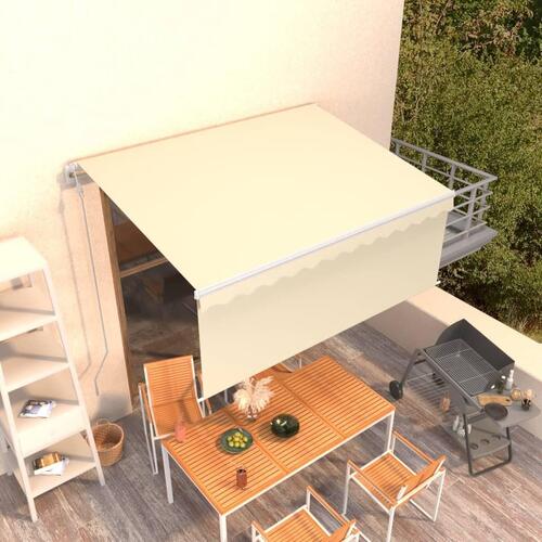 Markise m. gardin 3x2,5 m automatisk betjening cremefarvet