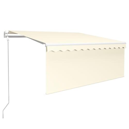 Markise m. gardin 3x2,5 m automatisk betjening cremefarvet