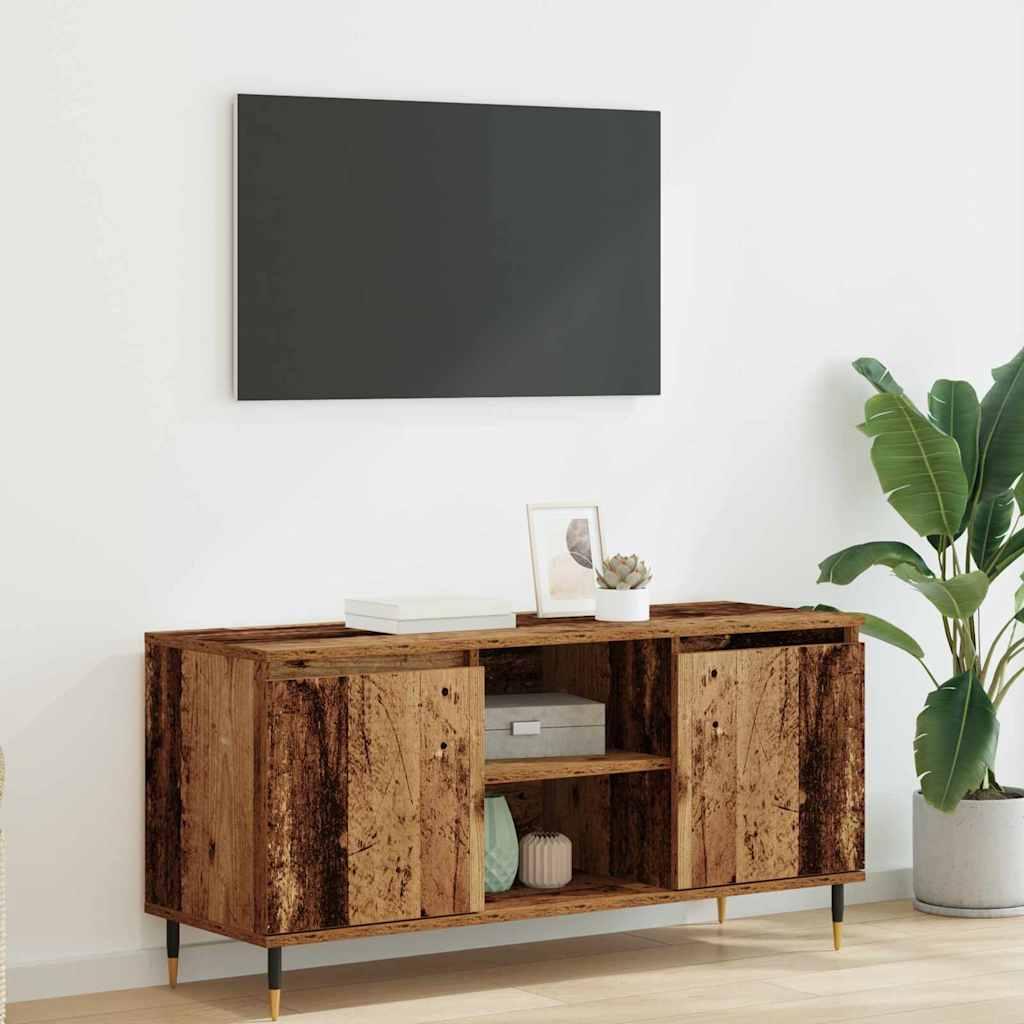 TV-bord i konstrueret træ - gammelt træ, 104 × 35 × 50 cm