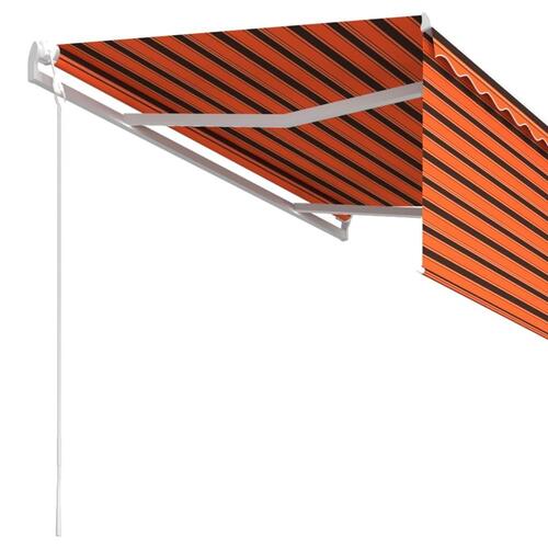 Markise m. gardin 3x2,5 m manuel betjening orange og brun