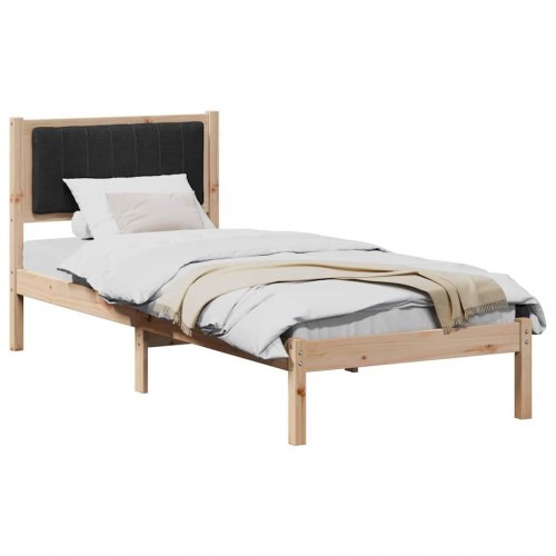 Sengestel med polstret hovedgavl - sort - 80 x 200 cm