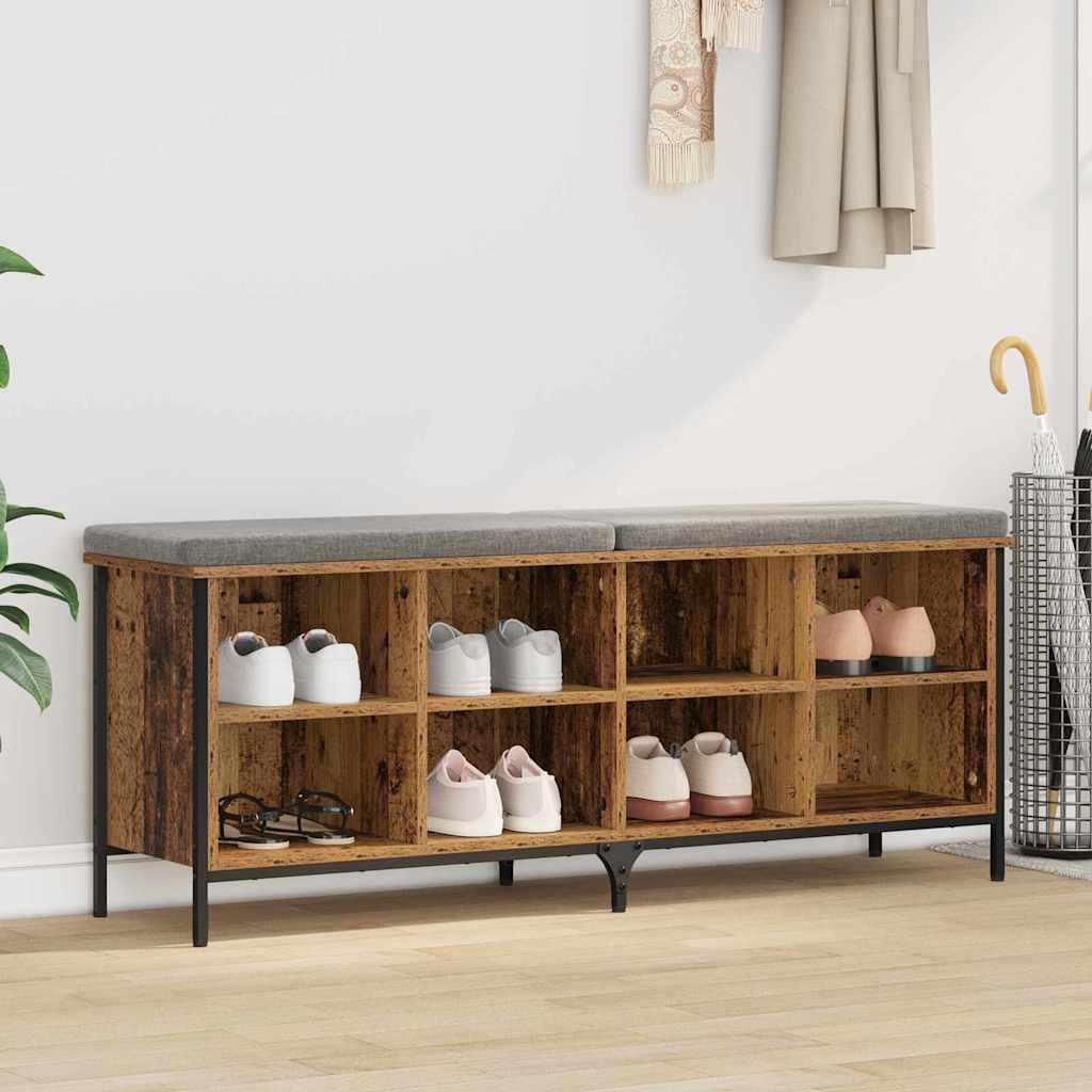 Sko skab Gammelt træ 131 x 35 x 50 cm Ingeniørt træ og jern