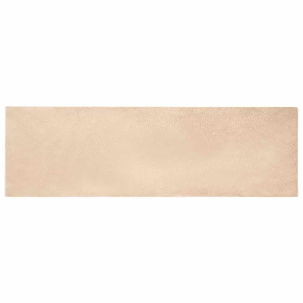 Faux Kanin Pels Tæppe Beige 80 x 250 cm Polyester