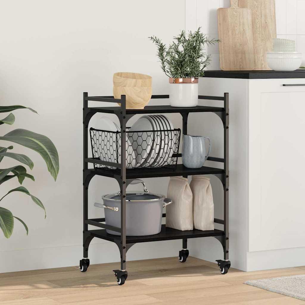 Køkkenvogn Sort eg 50 x 35 x 75.5 cm Konstrueret træ