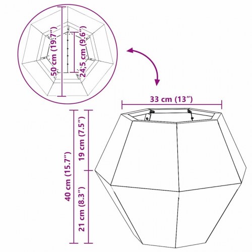 Plantekasse Rusten 50 x 50 x 40 cm Cortenstål