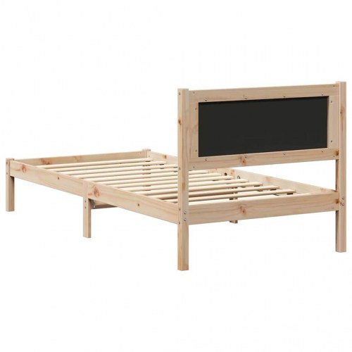 Sengestel med polstret hovedgavl - mørkegrå 90 x 200 cm