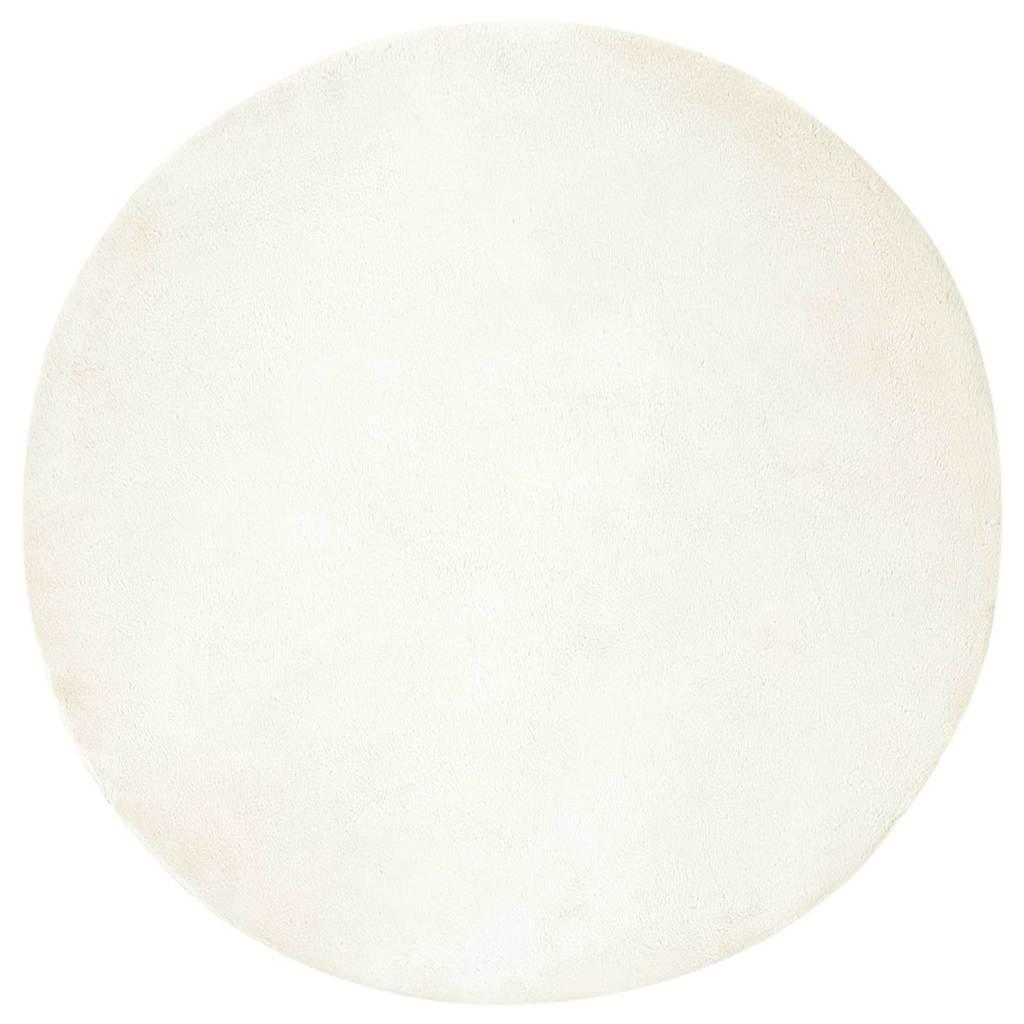 Faux Kanin Pels Tæppe Hvid Ø 200 cm Polyester