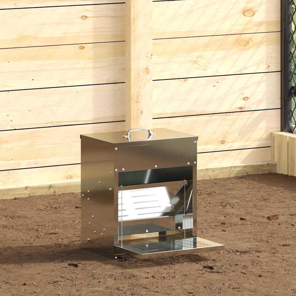 Kylling treadle feeder Sølv 25 x 42 x 40 cm Galvaniseret stål