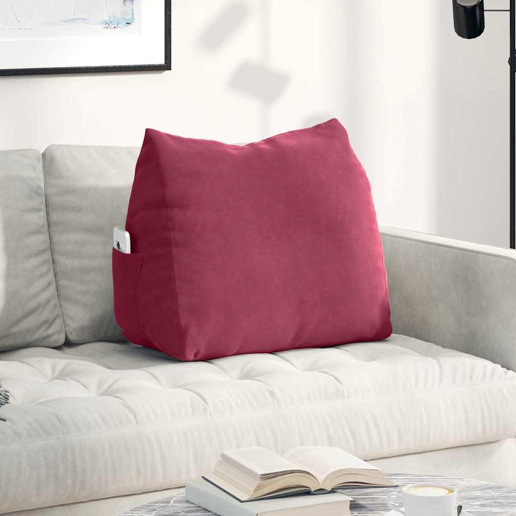 Rygpude Vinrød 60 x 20 x 50 cm Velourstof