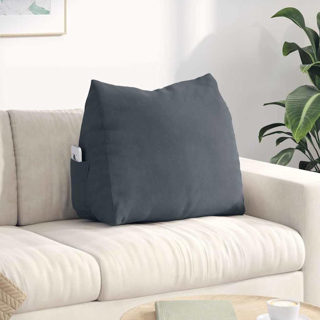 Rygpude Mørkegrå 60 x 20 x 50 cm Velourstof