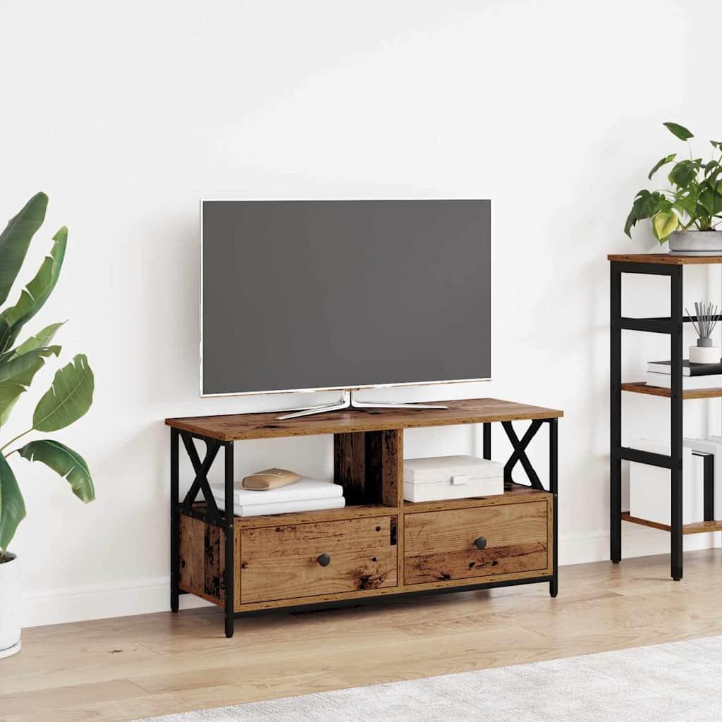 TV-skab Gammelt træ 90 x 33 x 45 cm Ingeniørtræ og stål