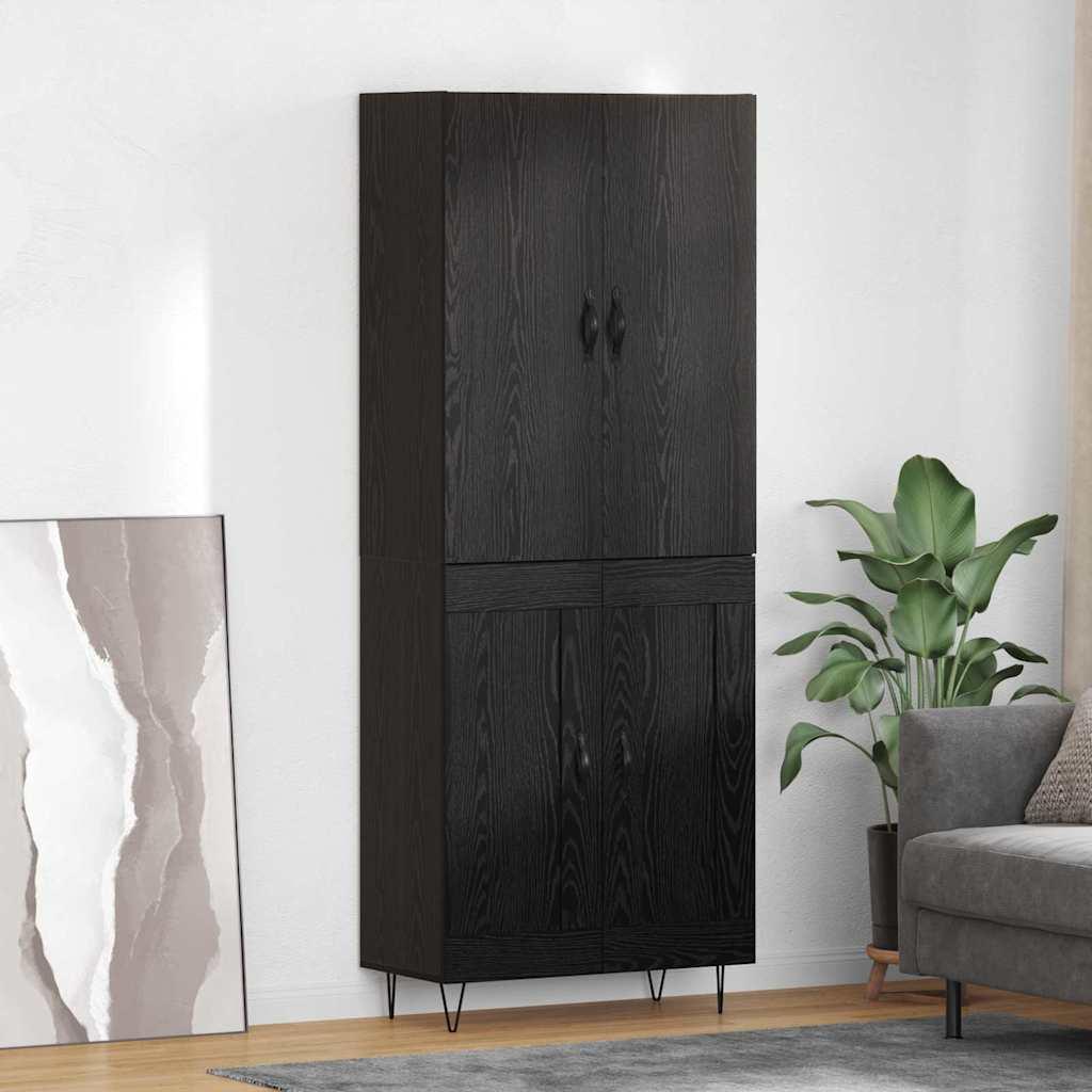 Highboard 2 stk Sort eg Ingeniørtræ og glas