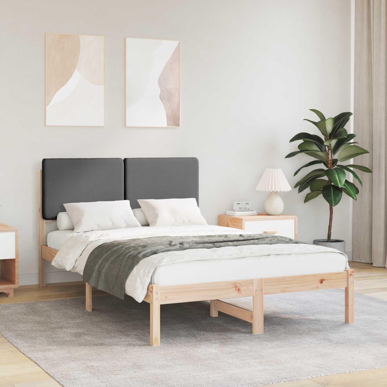 Sengestel med polstret hovedgavl - mørkegrå 120 × 200 cm