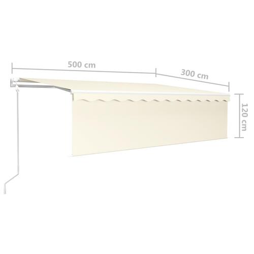 Markise m. gardin 5x3 m automatisk betjening cremefarvet