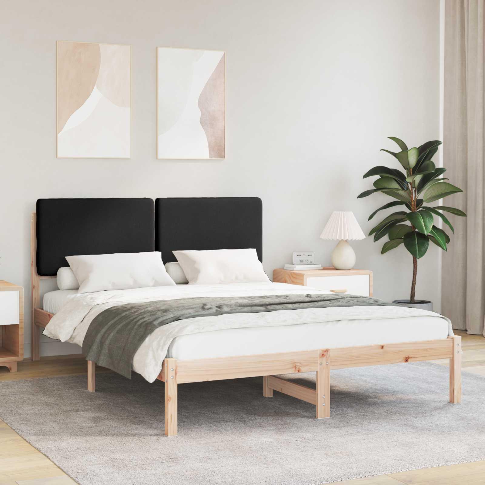 Sengestel med Polstret Hovedgavl Sort 140 x 200 cm