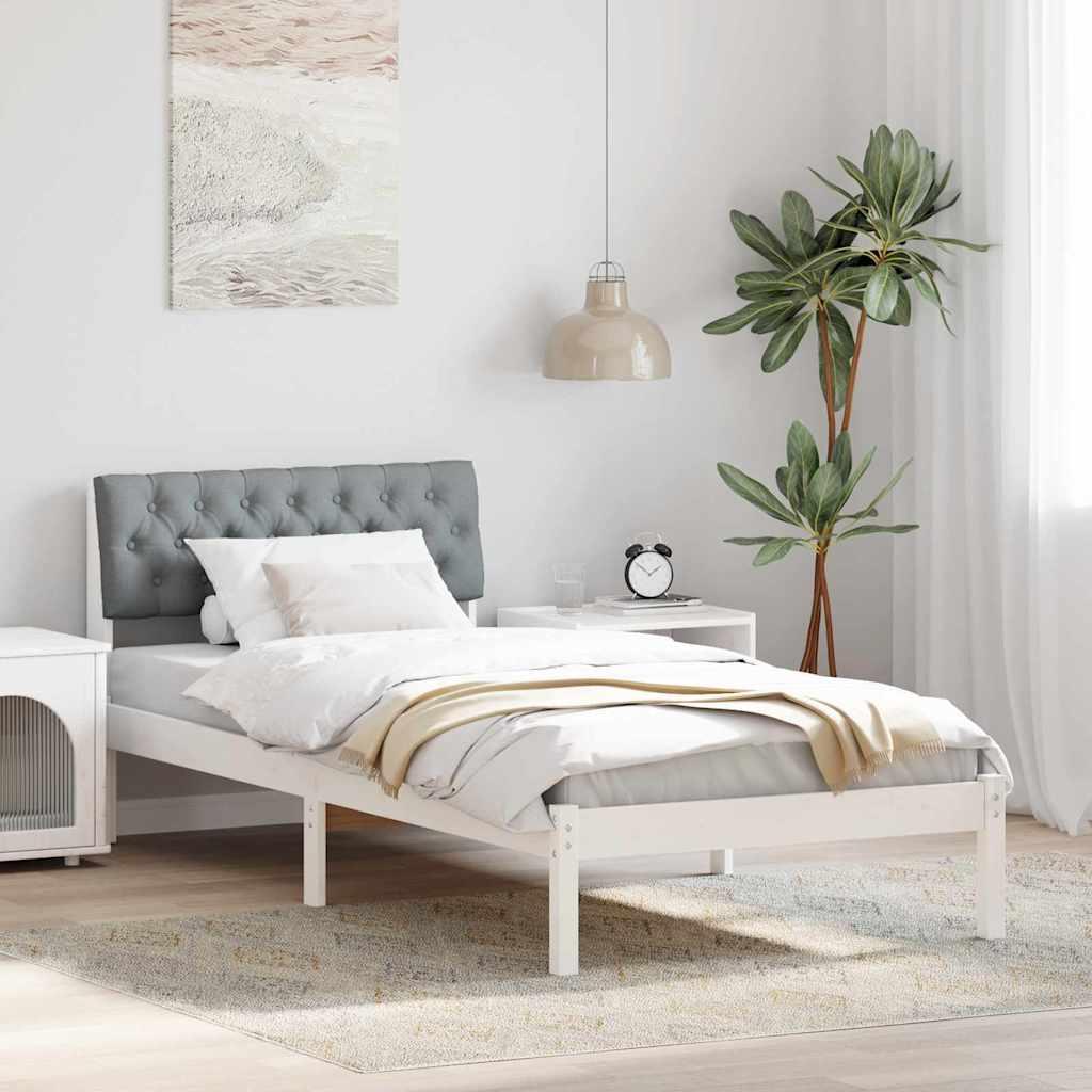 Sengestel Hvid og lys grå 90 x 200 cm Massivt fyrretræ