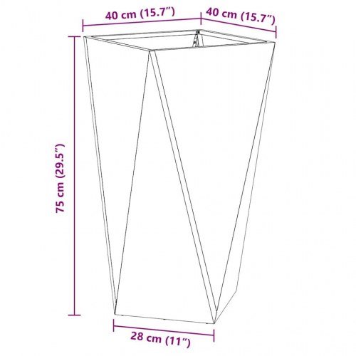 Plantekasse Rusten 40 x 40 x 75 cm Cortenstål