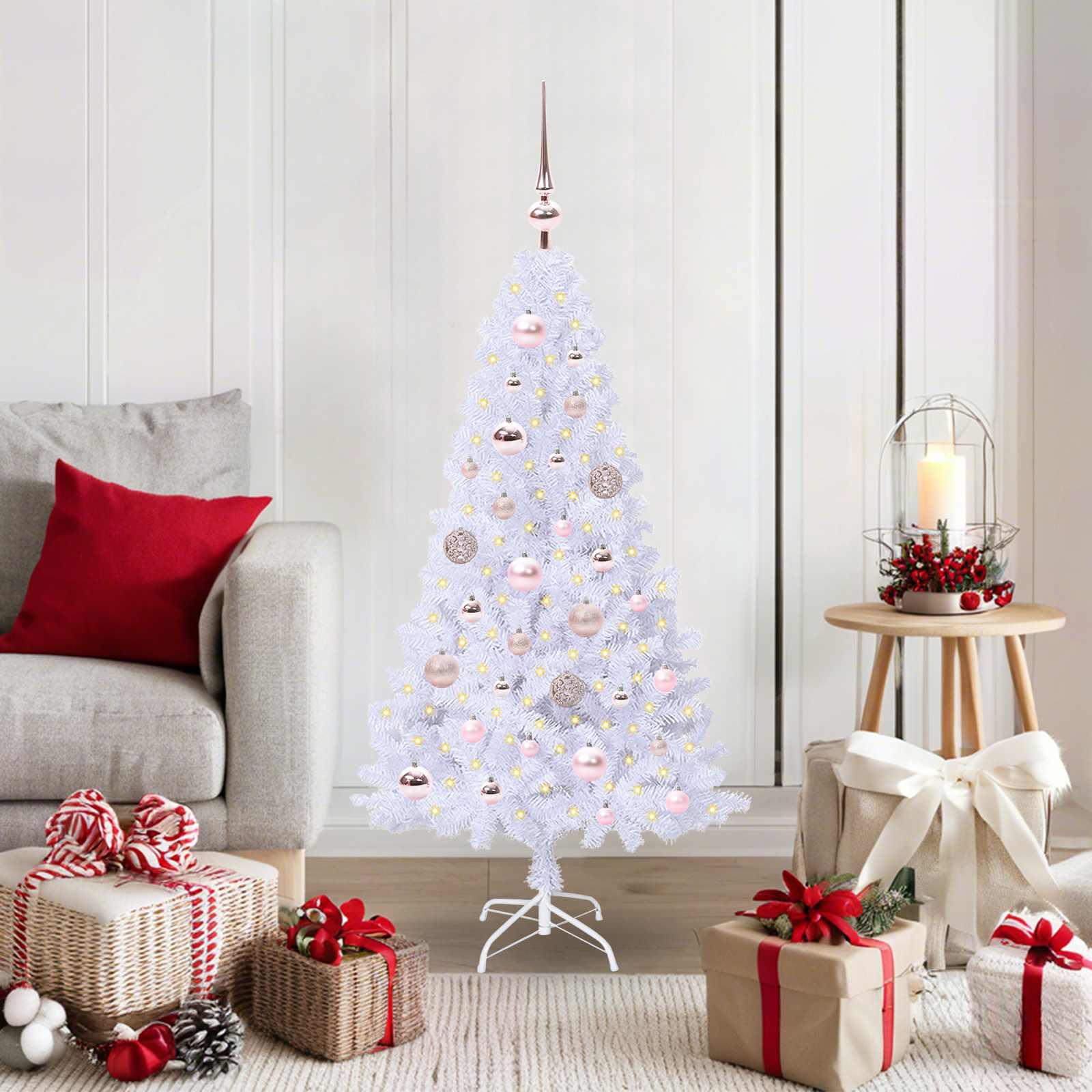 Kunstigt juletræ med 150 LED'er Hvid 120 cm PVC og Stål
