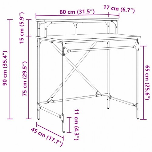 Skrivebord i sort eg 80 x 50 x 90 cm