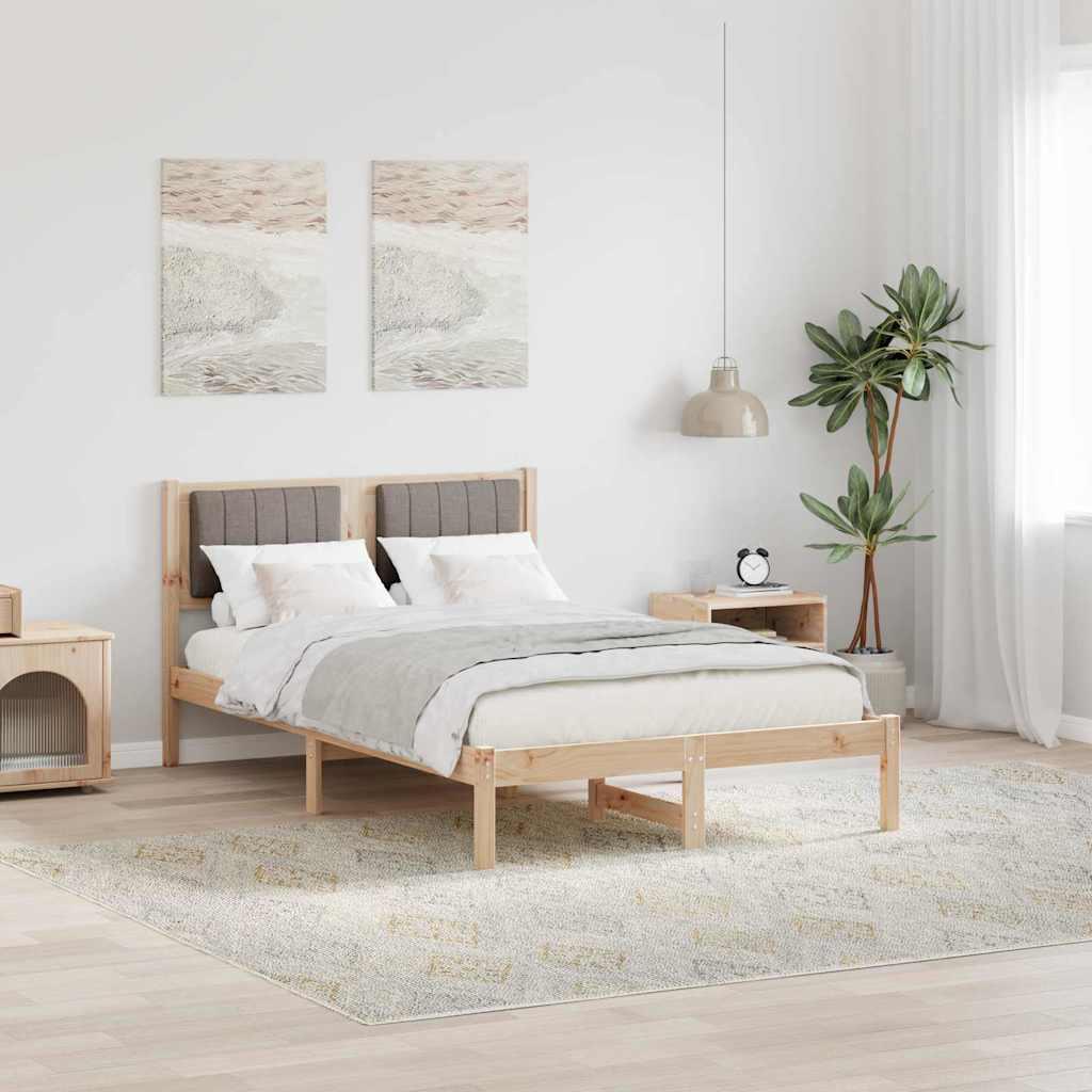 Sengestel med polstret hovedgærde - gråbrun 120 x 200 cm