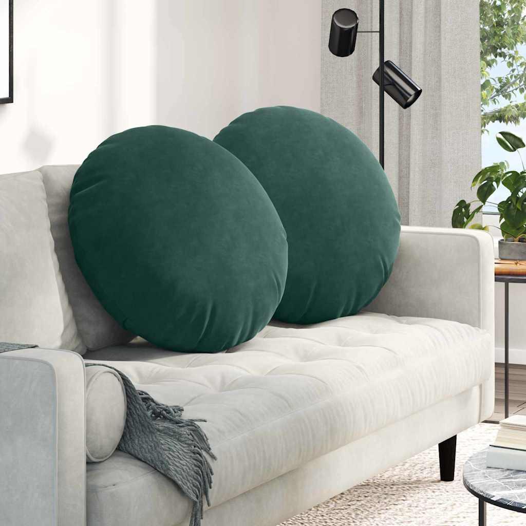 Sædepuder 2 stk Mørkegrøn Ø80 x 29 cm Fløjl