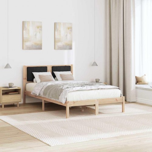 Sengestel med polstret hovedgavl - sort 120 x 200 cm