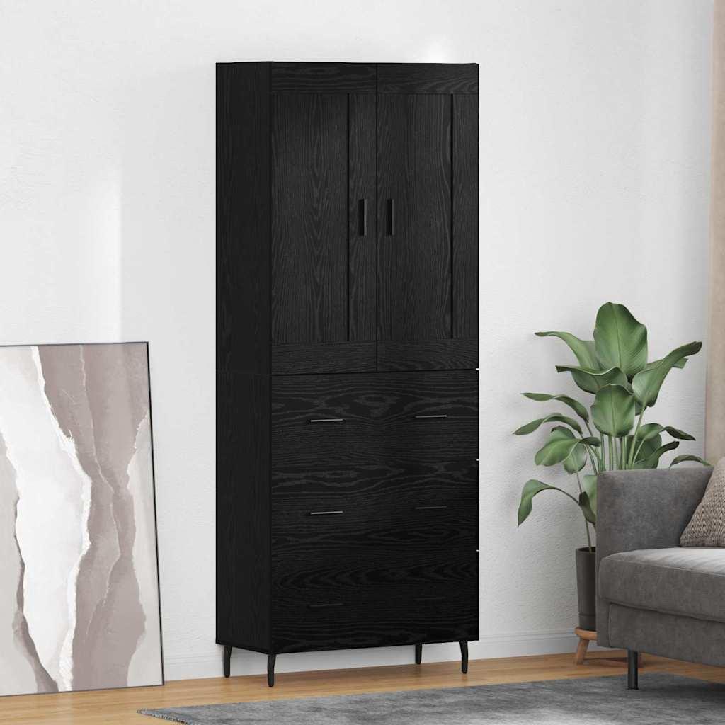 Highboard 2 stk Sort eg 69,5 x 34 x 180 cm Konstrueret træ
