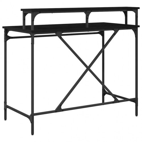Skrivebord med hylder - sort eg, 100 x 50 x 90 cm