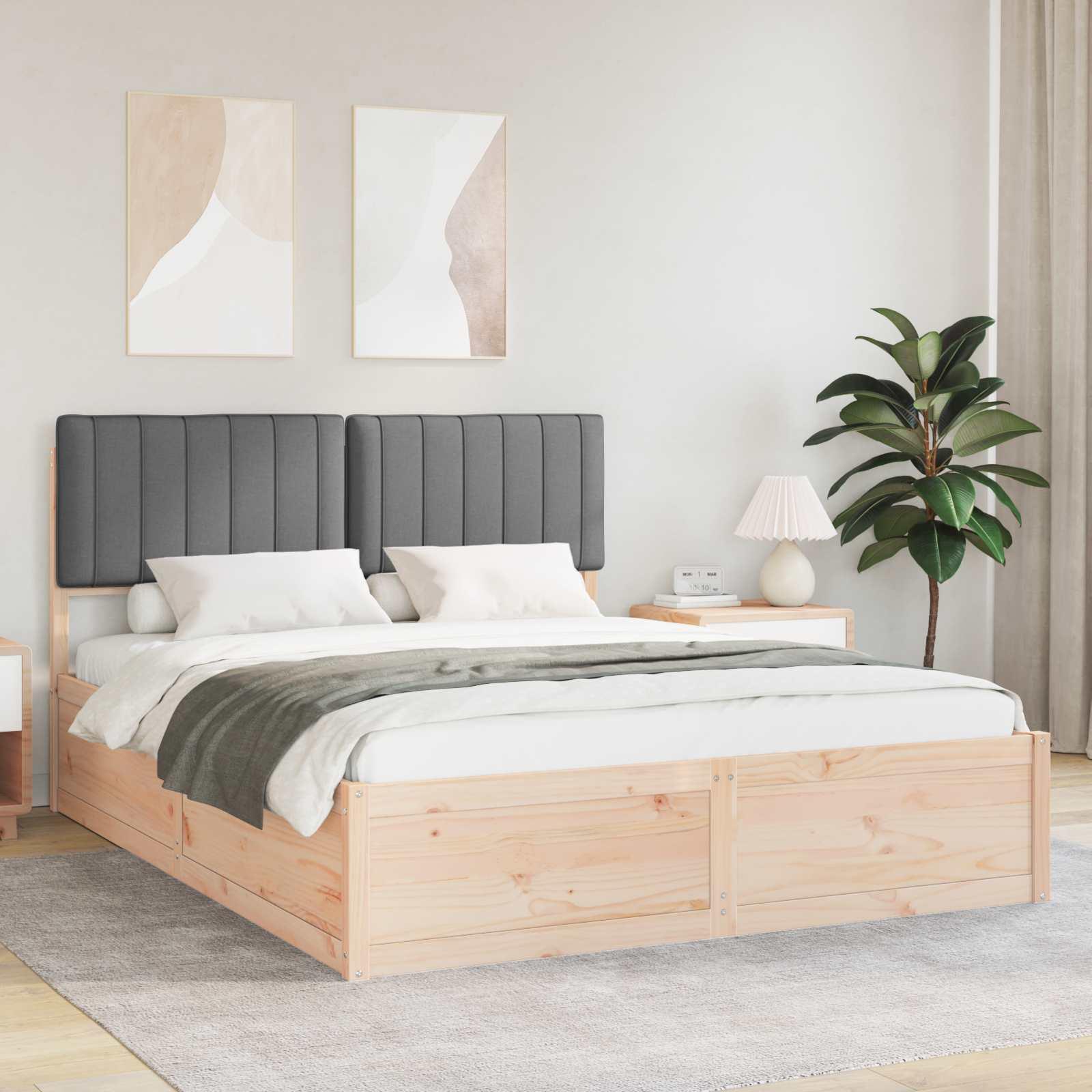 Sengestel med Polstret Hovedgavl Mørkegrå 160 x 200 cm