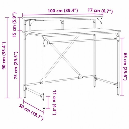 Skrivebord i artisan egetræ 100 x 50 x 90 cm