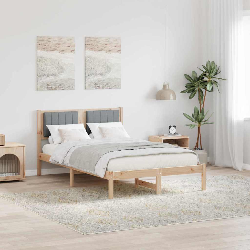 Sengestel med polstret hovedgavl - lysegrå 120 x 200 cm