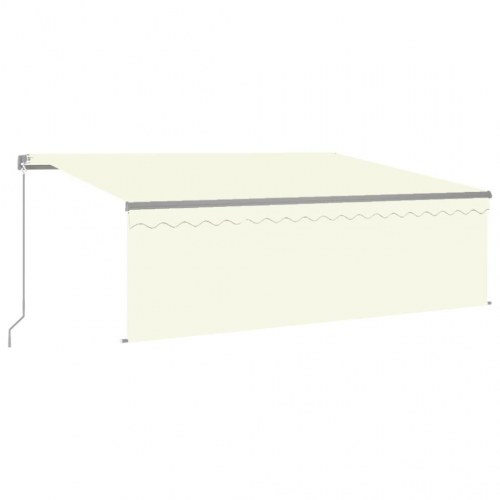 Markise med gardin og LED - 4×3 m, manuel, cremefarvet