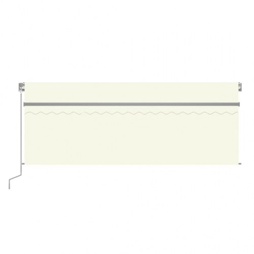Markise med gardin og LED - 4×3 m, manuel, cremefarvet