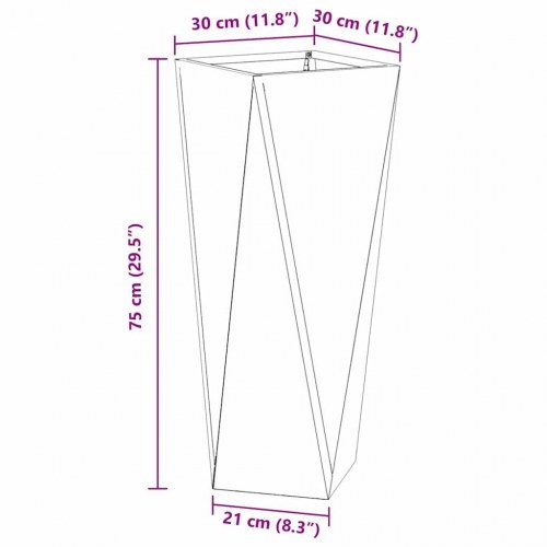 Plantekasse Rusten 30 x 30 x 75 cm Cortenstål