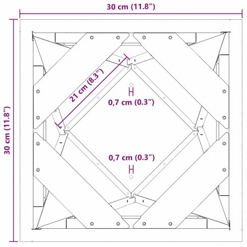 Plantekasse Rusten 30 x 30 x 75 cm Cortenstål