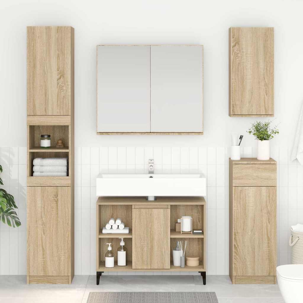 Vaskeskab i sonoma eg 80 × 33 × 60 cm - konstrueret træ og jern