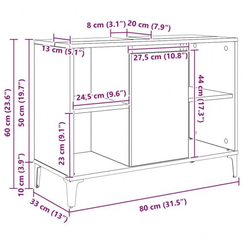 Vaskeskab Sonoma eg 80 x 33 x 60 cm