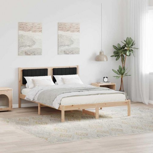 Sengestel med polstret hovedgavl - sort, 140 x 200 cm