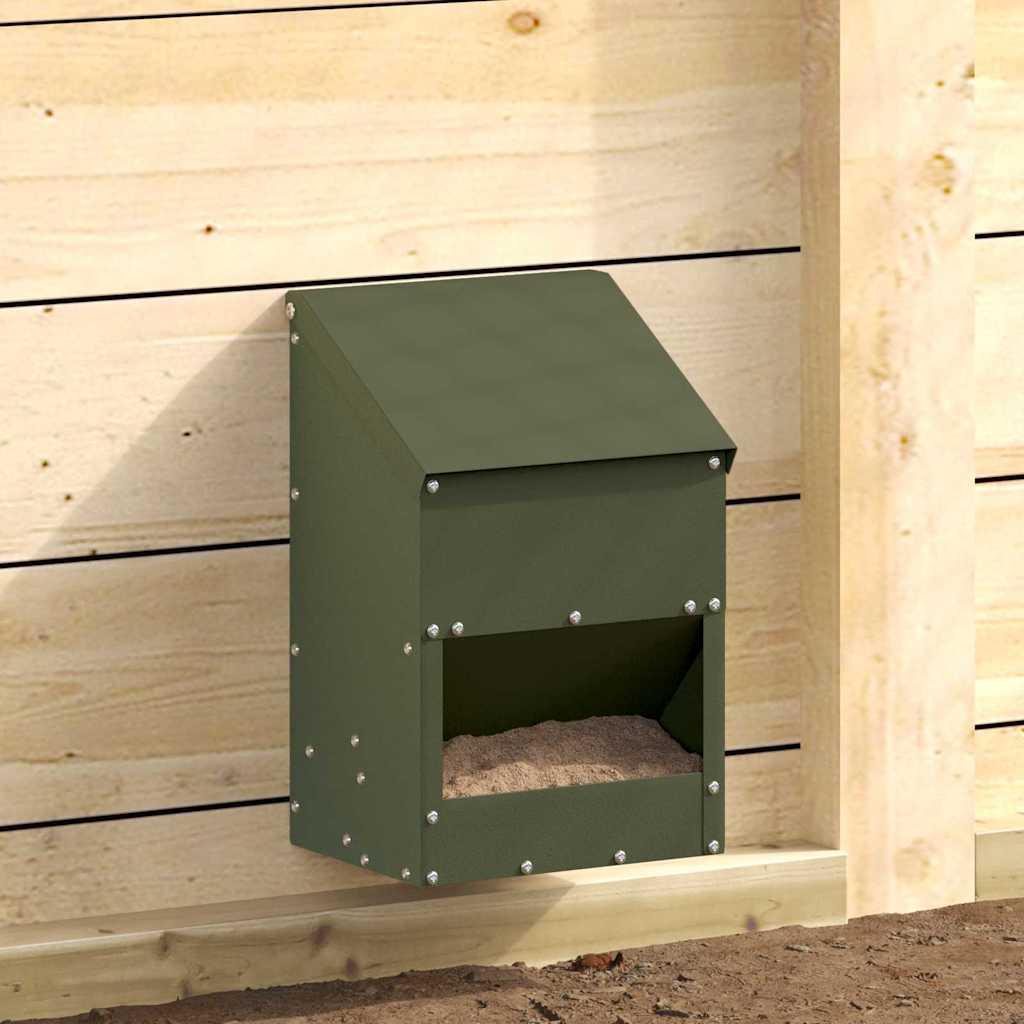 Hønsefoder Oliven grøn 21 x 16 x 33 cm Koldvalset Stål
