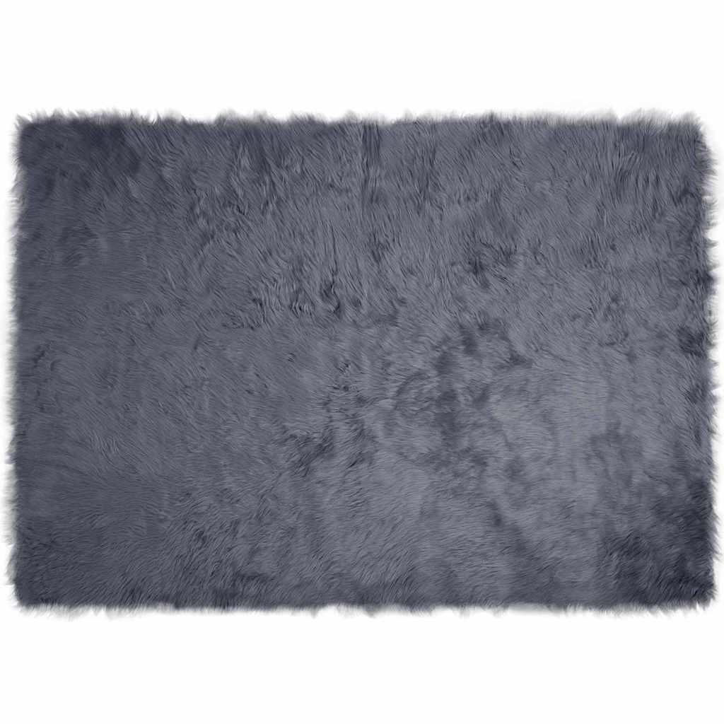 Falsk Fåreskind Tæppe Antracit 140 x 200 cm Polyester