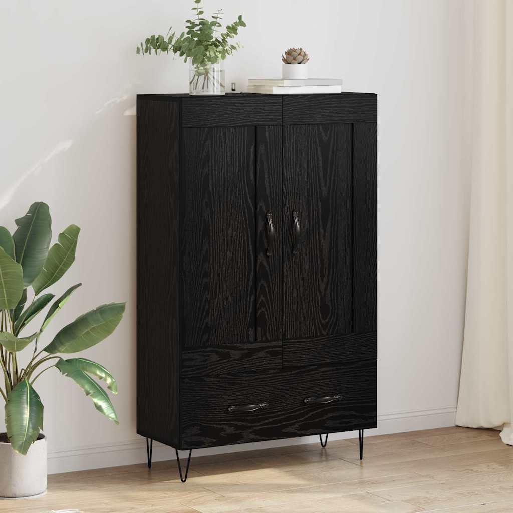 Highboard med skuffe Sort eg 69,5 x 31 x 115 cm Konstrueret træ
