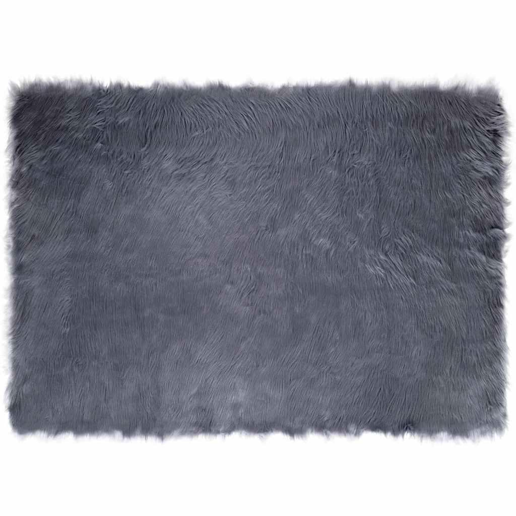 Falsk Fåreskind Tæppe Antracit 120 x 170 cm Polyester