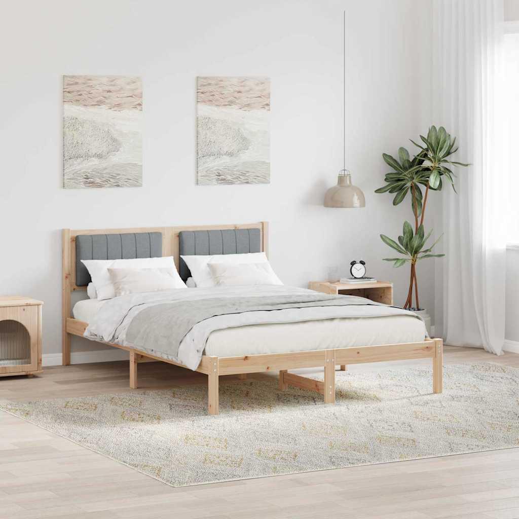 Sengestel med Polstret Hovedgavl Lysegrå 140 x 200 cm