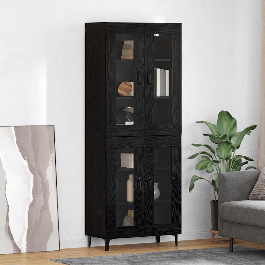 Highboard i sort eg 69,5 × 34 × 180 cm - konstrueret træ