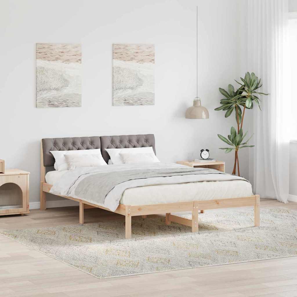 Sengestel Brun og taupe 140 x 190 cm Massivt fyrretræ