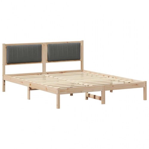 Sengestel med polstret hovedgavl - mørkegrå 150 x 200 cm