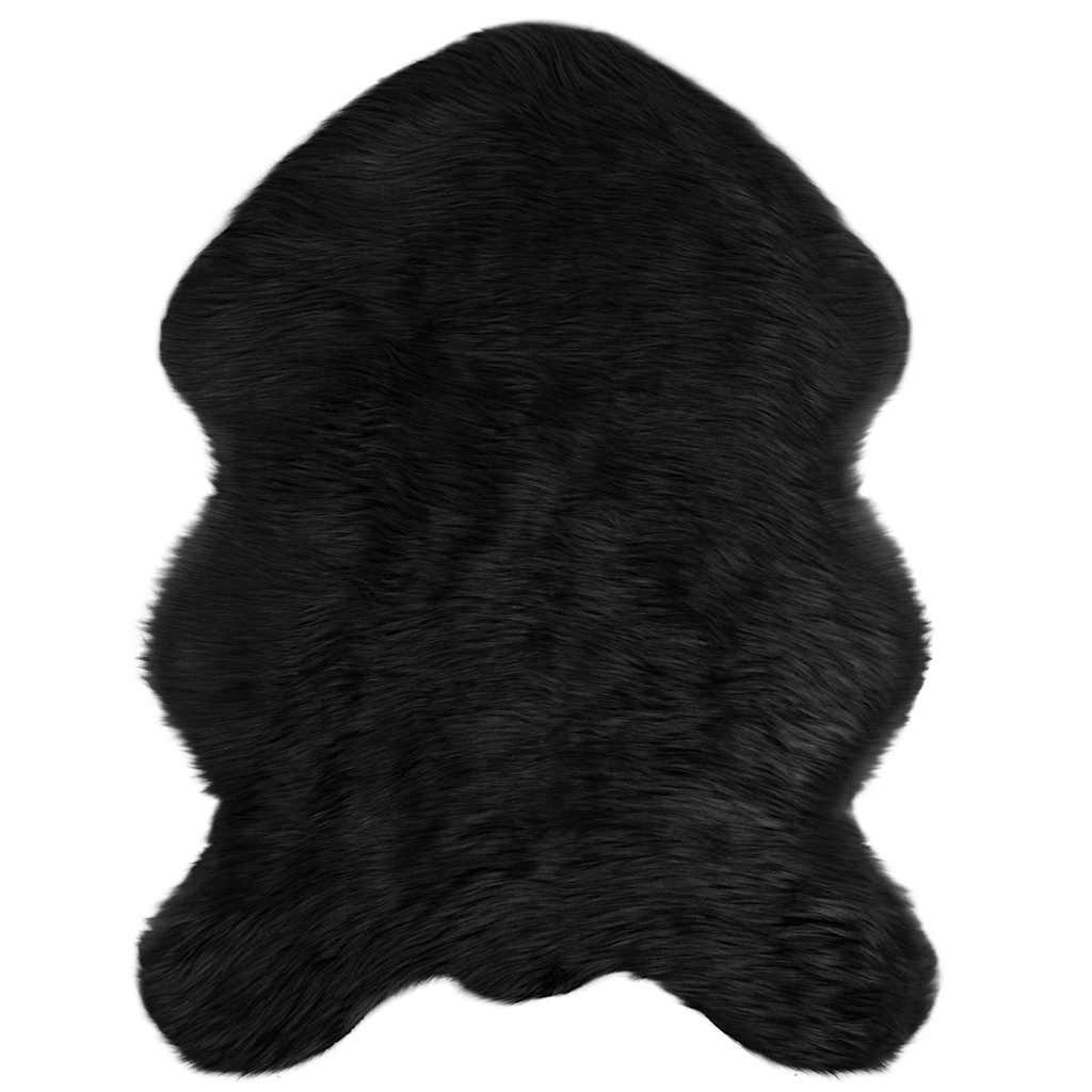 Falsk Fåreskind Tæppe Sort 80 x 120 cm Polyester