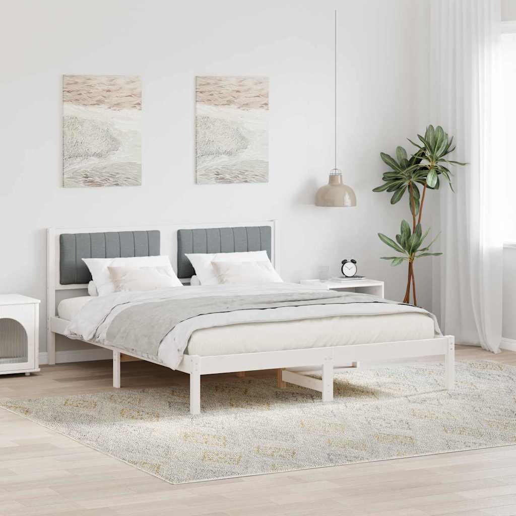 Sengestel med Polstret Hovedgavl Lysegrå 160 x 200 cm