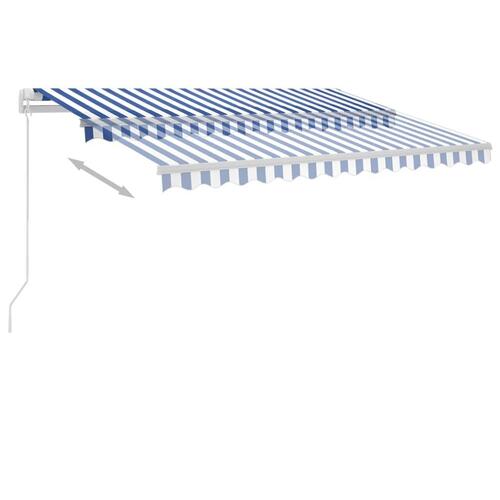 Fritstående markise 300x250 cm manuel betjening blå og hvid